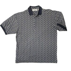 CYPRESS LINKS Golf Wear‎ Men's Polo Shirt Size Large Navy Ivory Diamonds